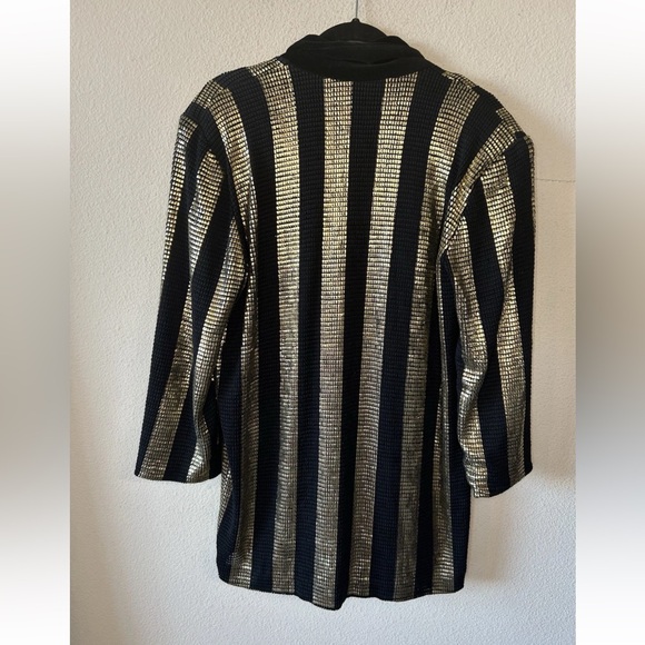 Vintage Brigitte Fashions London Black Gold Jacket Chainmail Velvet L XL - Picture 13 of 15